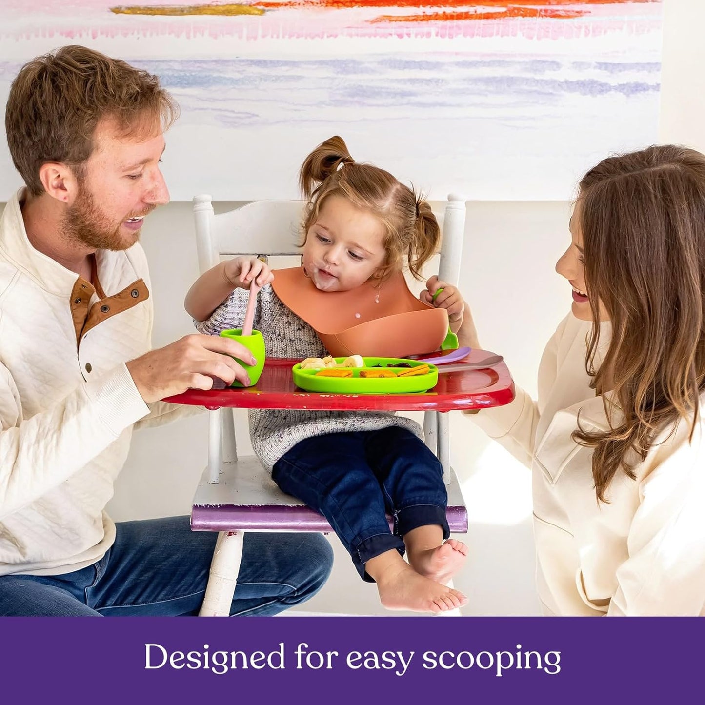 First Stage Silicone Baby Spoon - Self Feeding Utensils for Infants - Soft & Gentle on Gums - BPA Free Set (Pastel2)