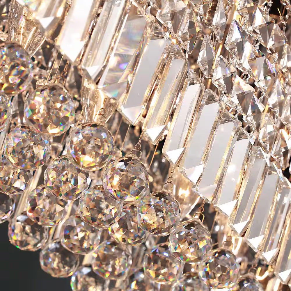 40 In. Modern 8 Light Chrome Rectangle Crystal Ceiling Light Fixture Flush Mount Light Chandelier