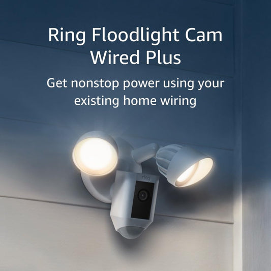 Floodlight Cam Wired plus with Motion-Activated 1080P HD Video, White (2021 Release)
