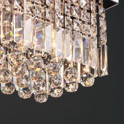 40 In. Modern 8 Light Chrome Rectangle Crystal Ceiling Light Fixture Flush Mount Light Chandelier